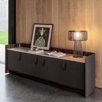 Contemporary sideboard / wooden / leather...