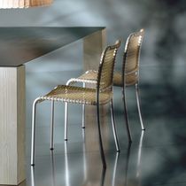 Contemporary chair / stackable / leather...