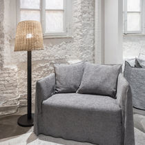 Floor-standing lamp / walnut / wicker /...