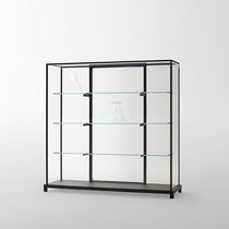 Contemporary display case / glass / aluminum...