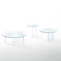 Contemporary coffee table / glass / round...