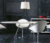 Contemporary table / lacquered MDF / marble...