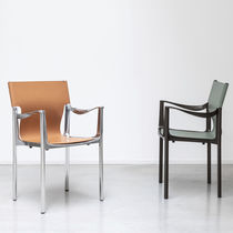 Contemporary chair / leather / painted aluminum...