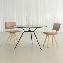 Contemporary chair / fabric / oak base /...
