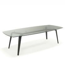 Contemporary table / wood veneer / glass...