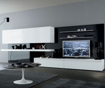 Contemporary TV wall unit / lacquered wood...