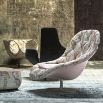 Contemporary armchair / fabric / leather...