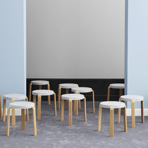Contemporary stool / oak / walnut / upholstered
