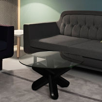 Contemporary coffee table / glass / round