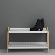 Contemporary shoe rack / ash / steel
