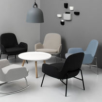 Contemporary armchair / fabric / leather...