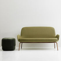 Contemporary sofa / leather / fabric / 2-person