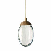 Pendant lamp / contemporary / glass / oak