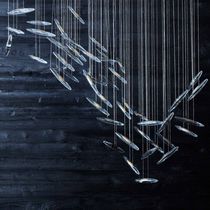 Contemporary chandelier / glass / brass...