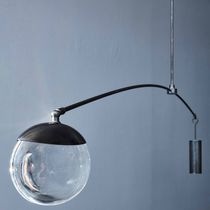 Pendant lamp / nickel / glass / contemporary