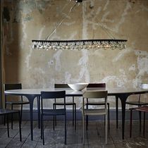 Contemporary chandelier / glass / nickel...