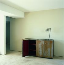 Contemporary sideboard / steel / brown