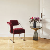 Contemporary armchair / fabric / leather...
