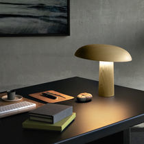 Table lamp / wood / frosted glass / contemporary