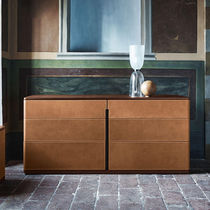 Contemporary sideboard / wood / leather...