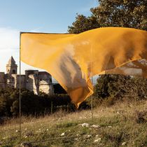 Curtain fabric / plain / FR polyester /...
