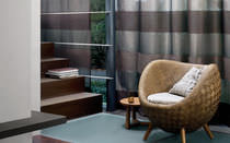 Striped sheer curtain fabric / wool / polyester