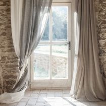Plain sheer curtain fabric / linen / washable...