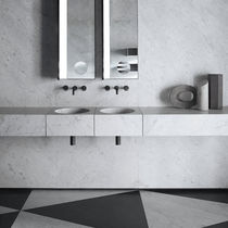 Wall-mounted washbasin / square / marble...