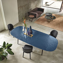Contemporary table / tempered glass / painted...