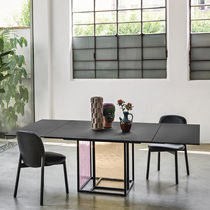 Contemporary table / tempered glass / painted...
