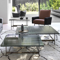 Contemporary coffee table / glass / metal...