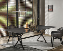 Contemporary table / painted metal / glass...