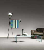 Contemporary coffee table / curved glass...