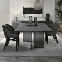 Contemporary table / wood veneer / glass...