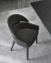 Contemporary chair / leather / solid wood...