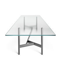 Contemporary table / tempered glass / painted...