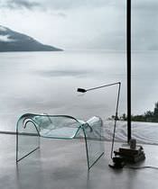 Contemporary armchair / glass / transparent...