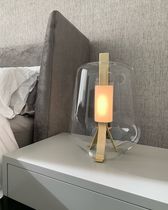 Table lamp / metal / blown glass / rope
