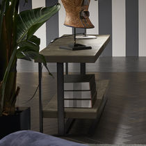 Contemporary sideboard table / metal / leather...