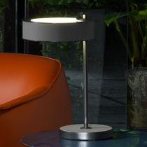 Table lamp / metal / leather / contemporary