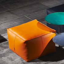 Contemporary pouf / leather / square