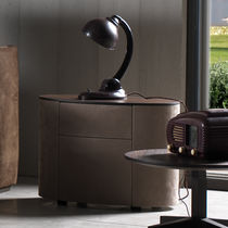 Contemporary bedside table / leather / oval...