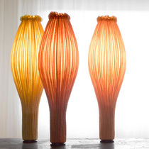 Table lamp / silk / original design / gold-colored
