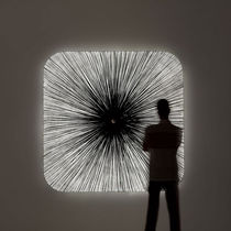Contemporary wall light / silk / LED / square