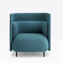 Contemporary armchair / fabric / steel /...