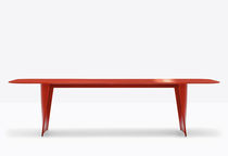 Contemporary table / lacquered MDF / glass...