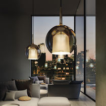 Pendant lamp / glass / contemporary / adjustable-height