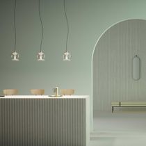 Pendant lamp / metal / glass / blown glass