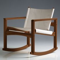 Contemporary armchair / wooden / rocker