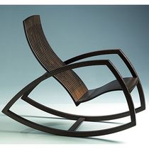 Contemporary armchair / wooden / rocker